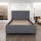 Linen Upholstered Platform Bed With Headboard and Trundle Full