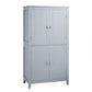 Bathroom floor storage cabinet, bathroom storage cabinet, 4-door independent cabinet, adjustable shelf, adaptive shelf, gray