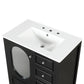 Bathroom Vanity with Sink, Bathroom Vanity Cabinet with Three Drawers and Door, Solid Wood and MDF, Black