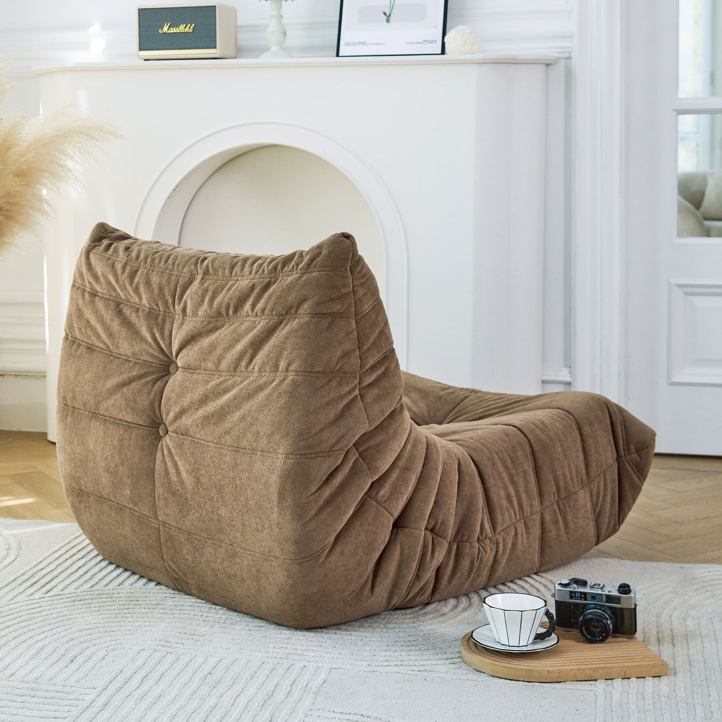 Sillón tipo puf con espuma viscoelástica para el hogar, la oficina o los juegos, diseño junto a la chimenea