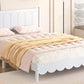 Queen Size Wood Platform Bed Frame, Retro Style Bed with Rectangular Headboard,No Need Box Spring,White