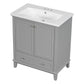 30inchgrey Bathroom Vanity with Sink ComboMulti-functional Bathroom Cabinet with Doors and Drawer Solid Frame and MDF Board