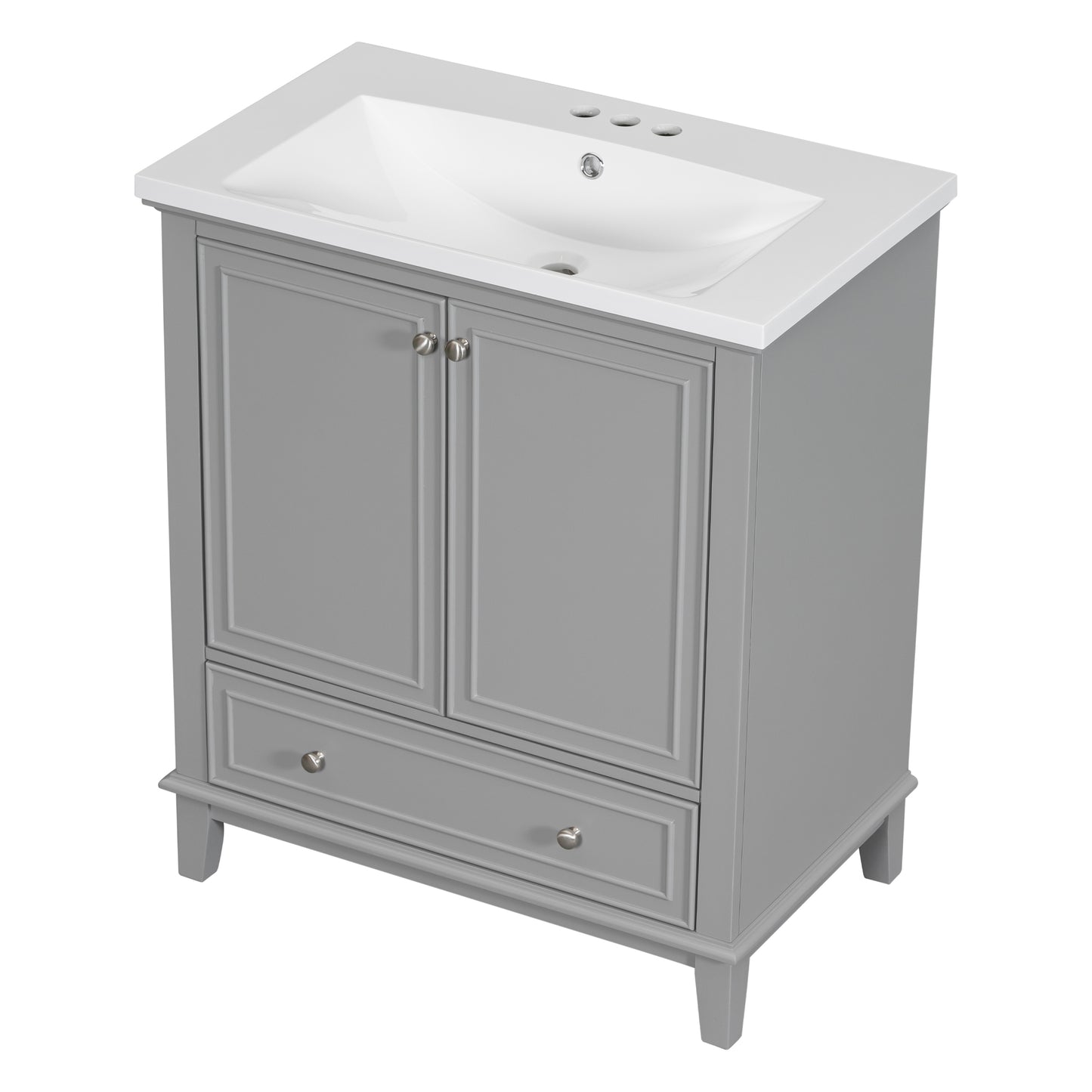 30inchgrey Bathroom Vanity with Sink ComboMulti-functional Bathroom Cabinet with Doors and Drawer Solid Frame and MDF Board