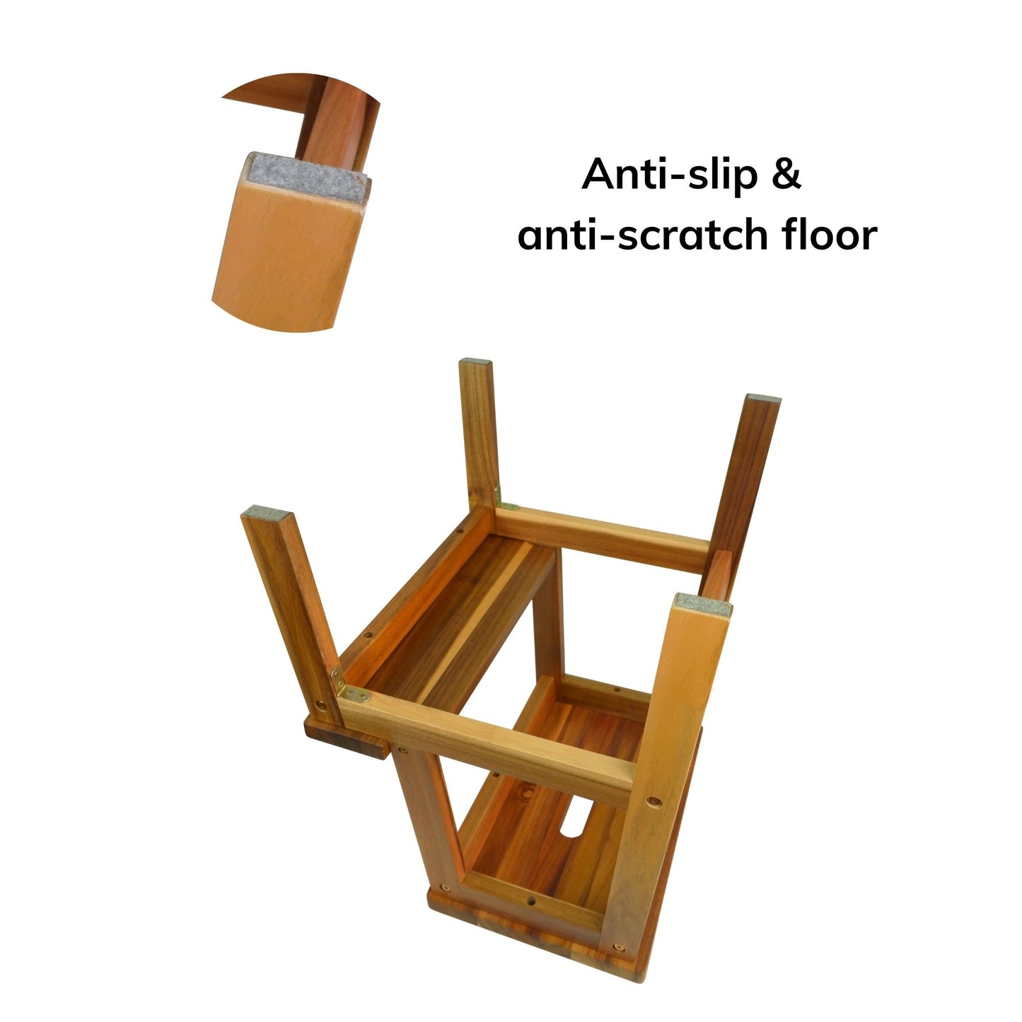 Acacia Wood Two-Step Stool, Small Rectangle Design for Functional Use