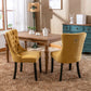 High-end Tufted Solid Wood Contemporary Velvet Upholstered Dining Chair with Wood Legs Nailhead Trim 2-Pcs Set Gloden