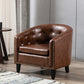 PU Leather Tufted Barrel ChairTub Chair for Living Room Bedroom Club Chairs