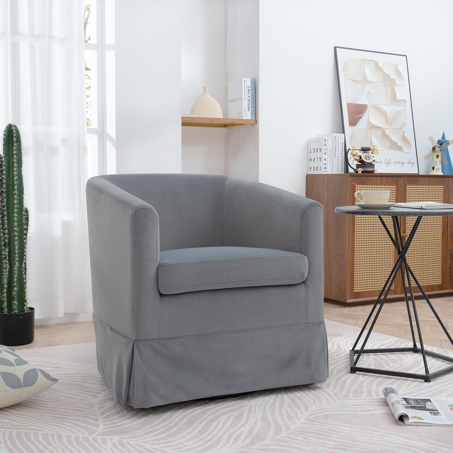 Wide Swivel Chair Gray