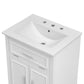 24" Bathroom Vanity with Sink, Solid Wood and MDF Cabinet with One Flip Drawer and Doors, White