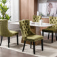 High-end Tufted Solid Wood Contemporary Velvet Upholstered Dining Chair with Wood Legs Nailhead Trim 2-Pcs Set Olive-Green