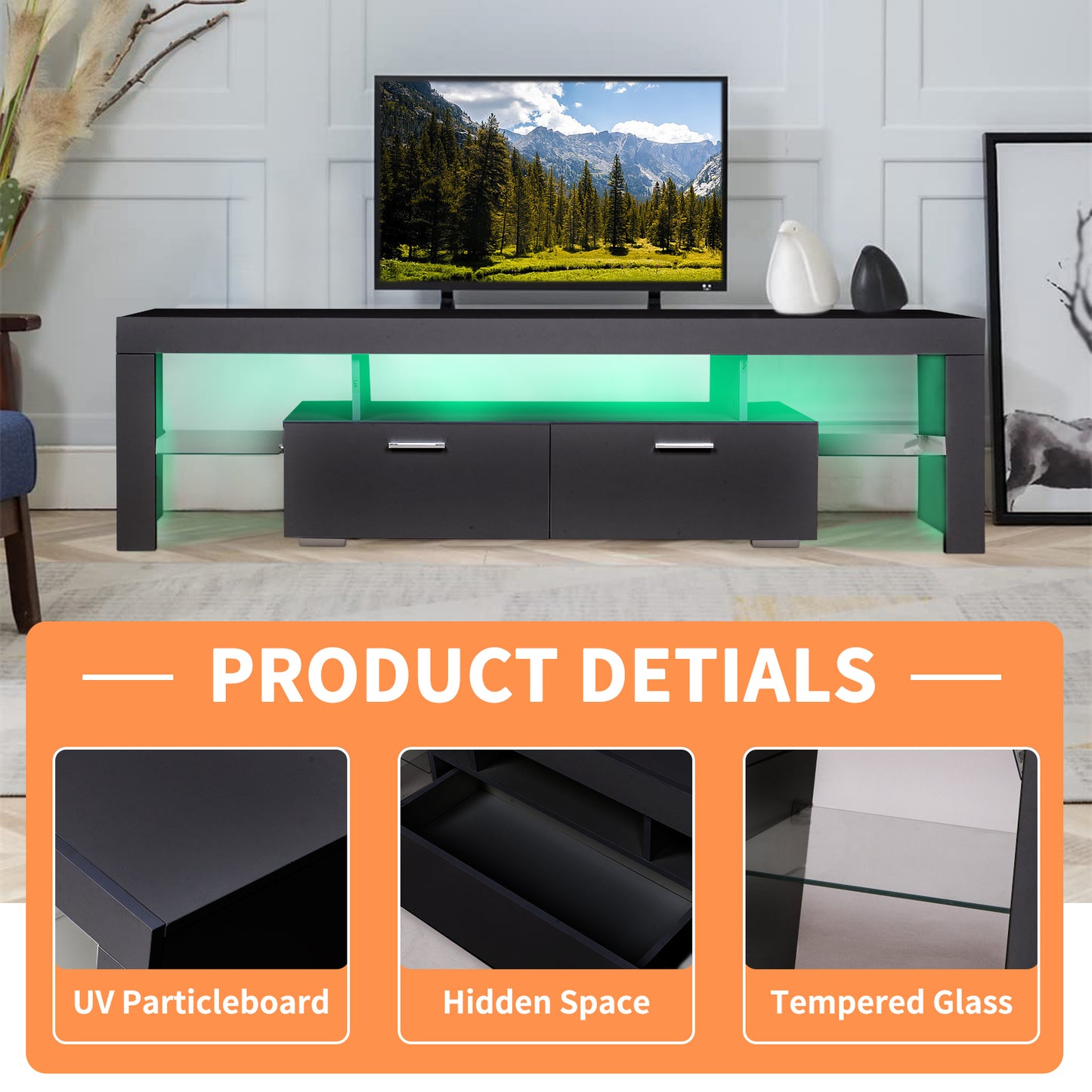 LED TV stand modern TV stand with storage Entertainment Center with drawer TV cabinet