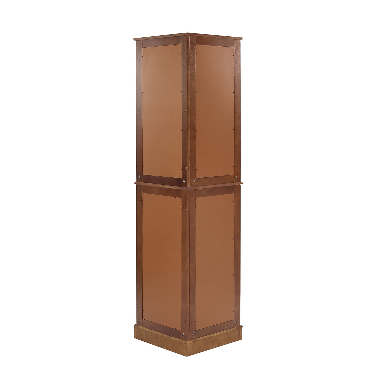 Corner Curio Dispaly Cabinet with Lights, Adjustable Tempered Glass Shelves, Mirrored Back,Walnut(E26 light bulb not included)