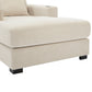 39.7" Oversized Chaise Lounger with Pillows, Charge Station, and Cup Holders, Chenille Fabric in Cream