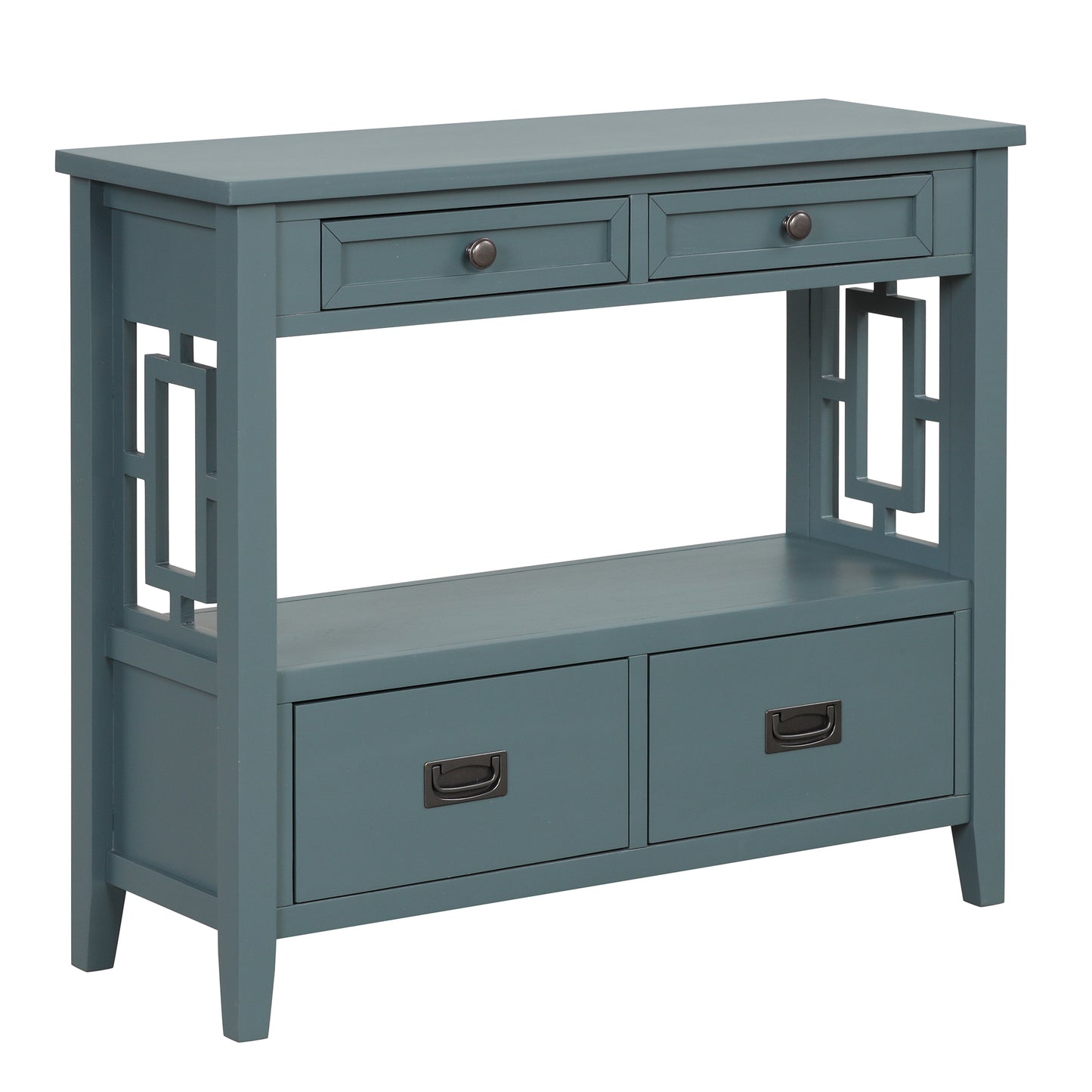 36'' Farmhouse Pine Wood Console Table Entry Sofa Table with 4 Drawers & 1 Storage Shelf ( Blue)