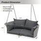 2-Person Hanging Seat, Rattan Woven Swing Chair, Porch Swing With Ropes, Gray Wicker And Cushion