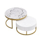 Modern Round Nesting Coffee Table with Drawers, White Finish for Living Rooms