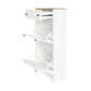 ONTREND with 2 flip drawers, top shoe cabinet with drawers, independent shoe rack with adjustable panel, white