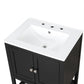 Black Modern Sleek Bathroom Vanity Elegant Ceramic Sink with Solid Wood Frame Open Style Shelf