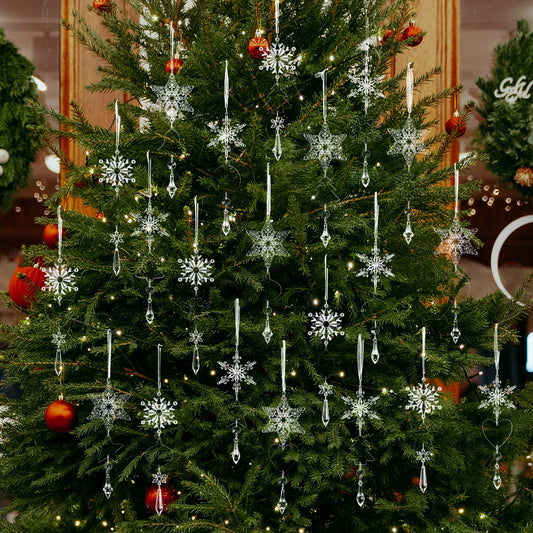 7-Piece Transparent Ice Hanging Ornament Set – Acrylic Design