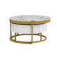 Modern Round Nesting Coffee Table with Drawers, White Finish for Living Rooms