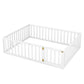 Queen Size Wood Floor Bed Frame with Fence and Door White(OLD SKU:WF289663AAK)