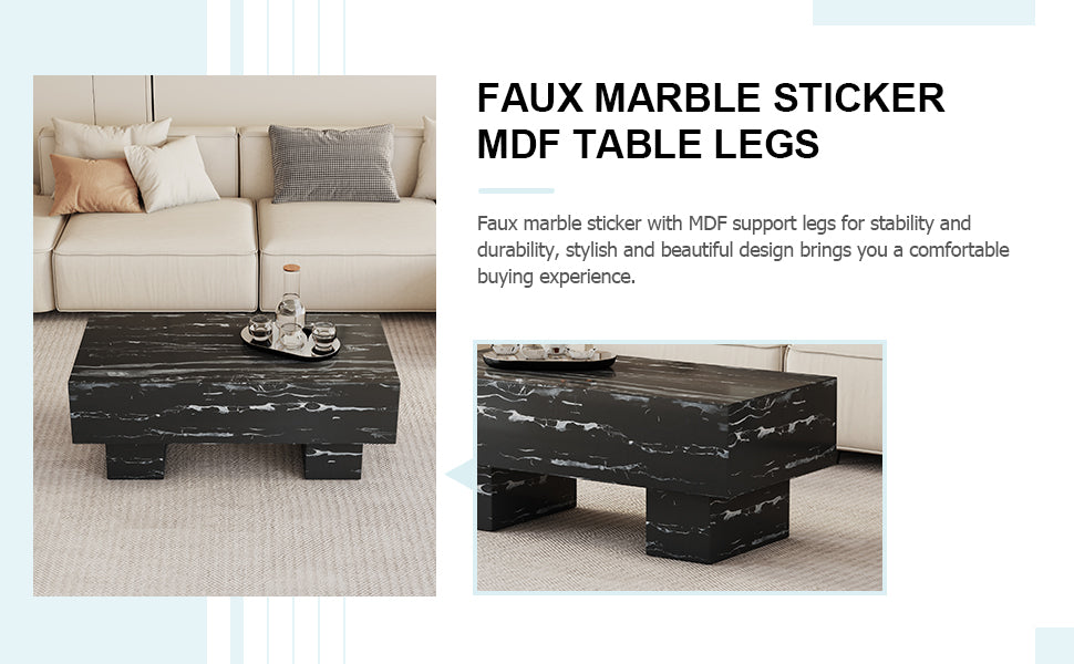 The black coffee table has patterns Modern rectangular table suitable for living rooms and apartments