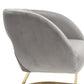 COOLMORE Upholstered Tufted Living Room Chair Textured Linen Fabric Accent Chair with Metal Stand