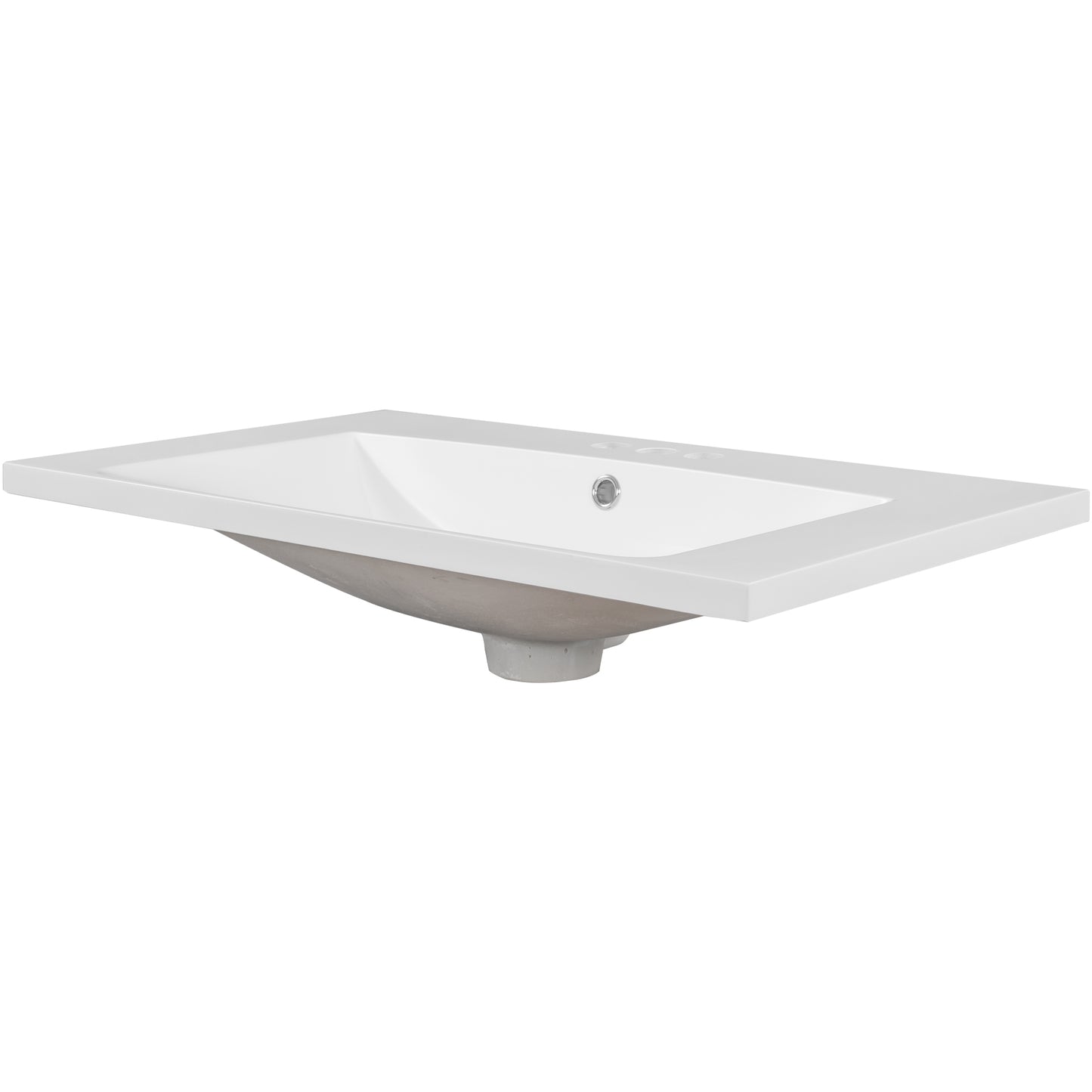 Single Bathroom Vanity Top with White Basin 3-Faucet Holes Ceramic White