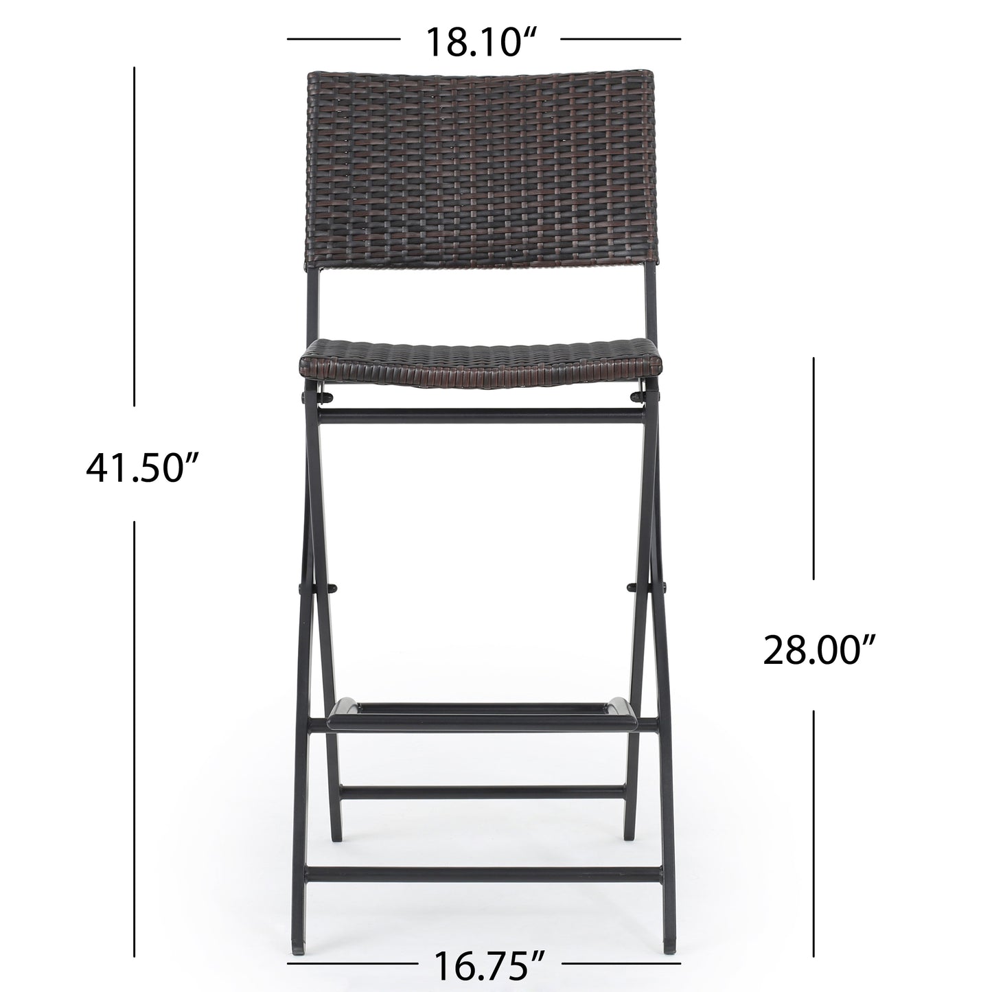 Outdoor Wicker Barstools Faux Rattan Patio Bar Stool Foldable Chair, 2-Pcs Set, Multibrown