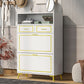 U-Can Shoe Cabinet with 2 Flip Drawers, 2 Slide Drawers, and 1 Shelf, Modern White Finish