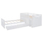 L-shaped Space-Saving Twin Loft and Twin Platform Bed with 7 Drawers and Full Guardrails(WHITE)