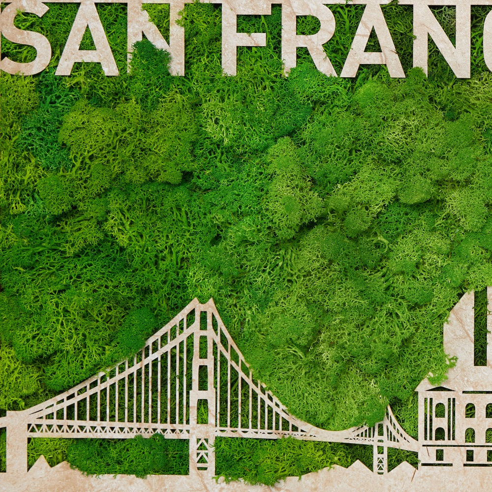 San Francisco Moss City Silhouette Metal Wall Art