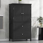 Bathroom Storage Cabinet, Cabinet with Two Doors and Drawers, Adjustable Shelf, MDF Board, Black