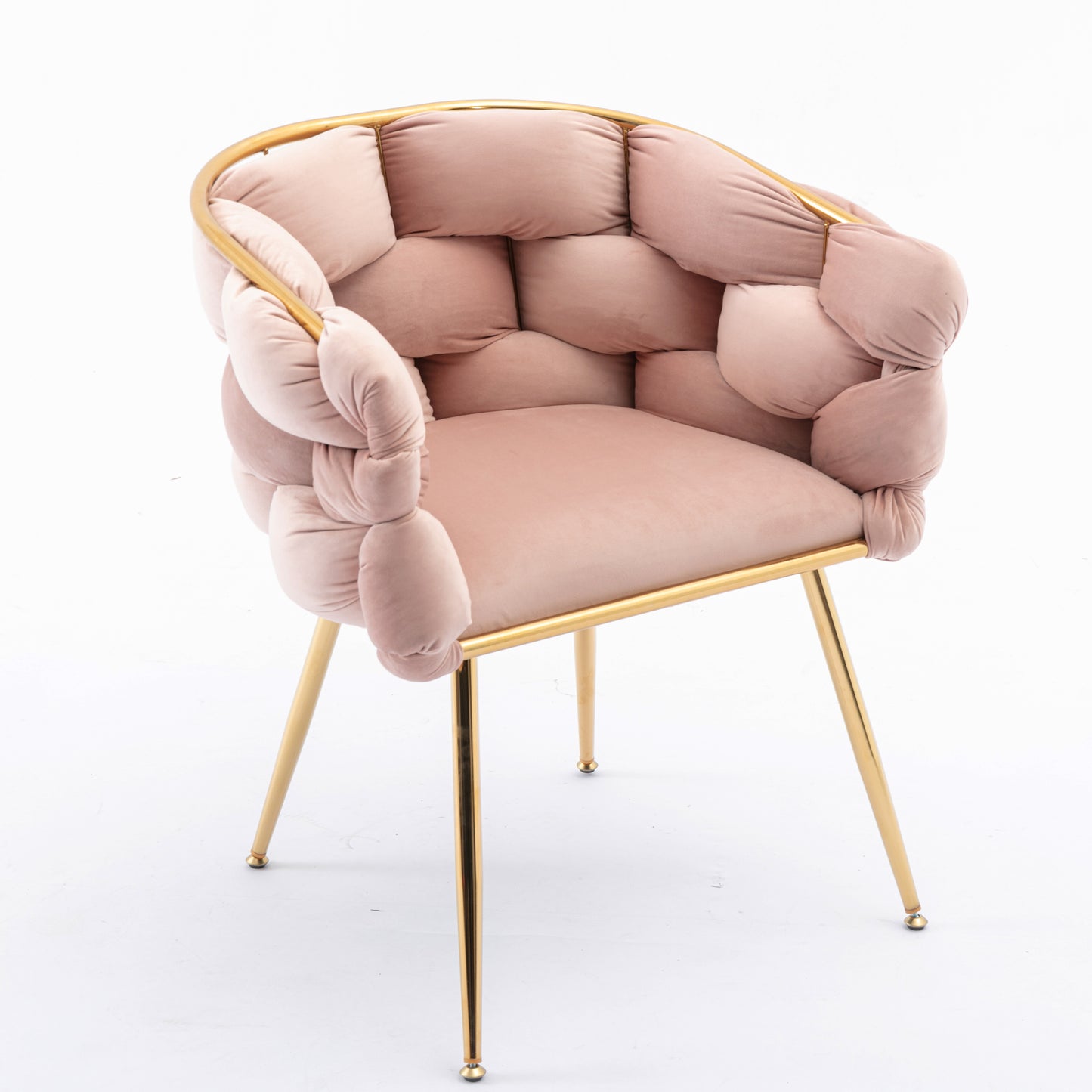 Sillón individual de terciopelo de lujo, diseño moderno para el ocio, para dormitorios y mesas de manicura, juego de 2 en color rosa