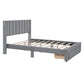 Full Size Storage Bed Velvet Upholstered Platform Bed with a Big Drawer - Gray