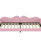 Twin size Upholstered Daybed, Sherpa Fabric Sofabed with Cloud-Shaped Backrest, No Box-spring Needed, Pink