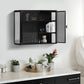 Glass Doors Modern Two-door Wall Cabinet with Featuring Three-tier Black