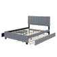 Queen Size Velvet Upholstered Platform Bed with 2 Drawers and 1 Twin XL Trundle- Gray