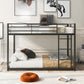 Full over Full Metal Bunk Bed Low Bunk Bed with Ladder Black