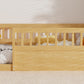 Twin Floor Bed Frame with Fence, Wood Kids Floor Beds Frame for Bedroom Playroom,Natural