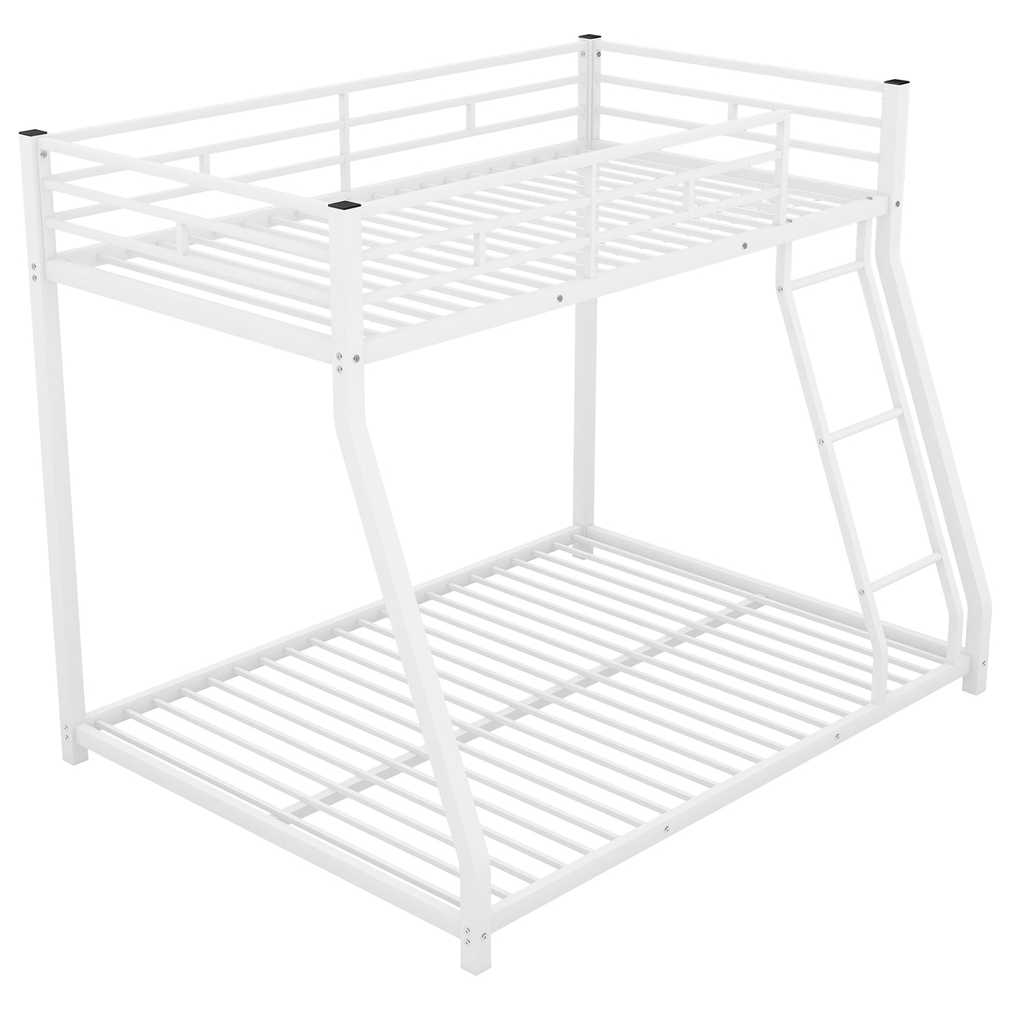 Metal Floor Bunk Bed  Twin over Full White