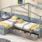 Twin Size House Platform Bed with Three Storage Drawers Gray