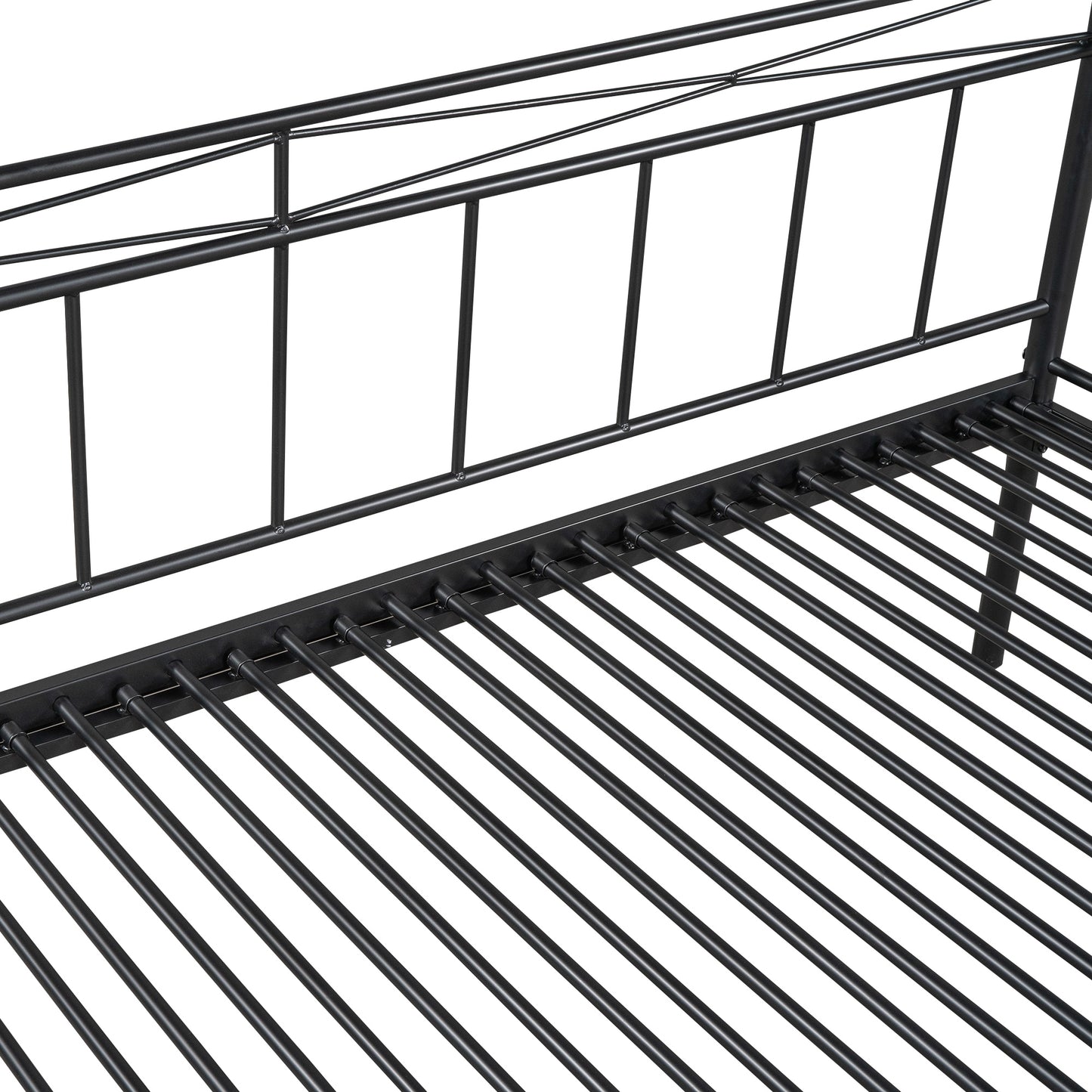 Twin Size Metal Daybed with Trundle Daybed with Slat No Box required Black