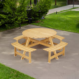 Outdoor picnic table for 8 people, circular picnic table for 8 people, with 4 embedded bench tables and bench sets