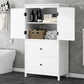 Bathroom Storage Cabinet, Cabinet with Two Doors and Drawers, Adjustable Shelf, MDF Board, White