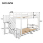 Twin over Twin Floor Bunk Bed, Ladder with Storage  White