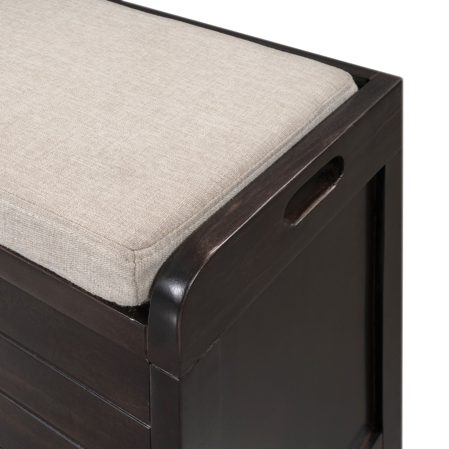 TREXM Storage Bench with Removable Basket and 2 Drawers, Fully Assembled Shoe Bench in Espresso Finish