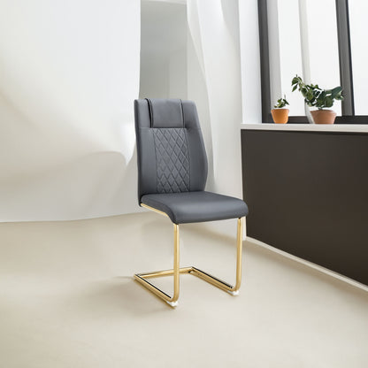 Faux Leather Dining Chairs Set of 4 Gray