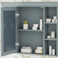 35 ''x 28' 'blue wall mounted bathroom storage cabinet with mirror door and medication cabinet with 6 open shelves