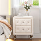 Elegant PU bedside table with 2 drawers and crystal handles, storage with metal legs - white