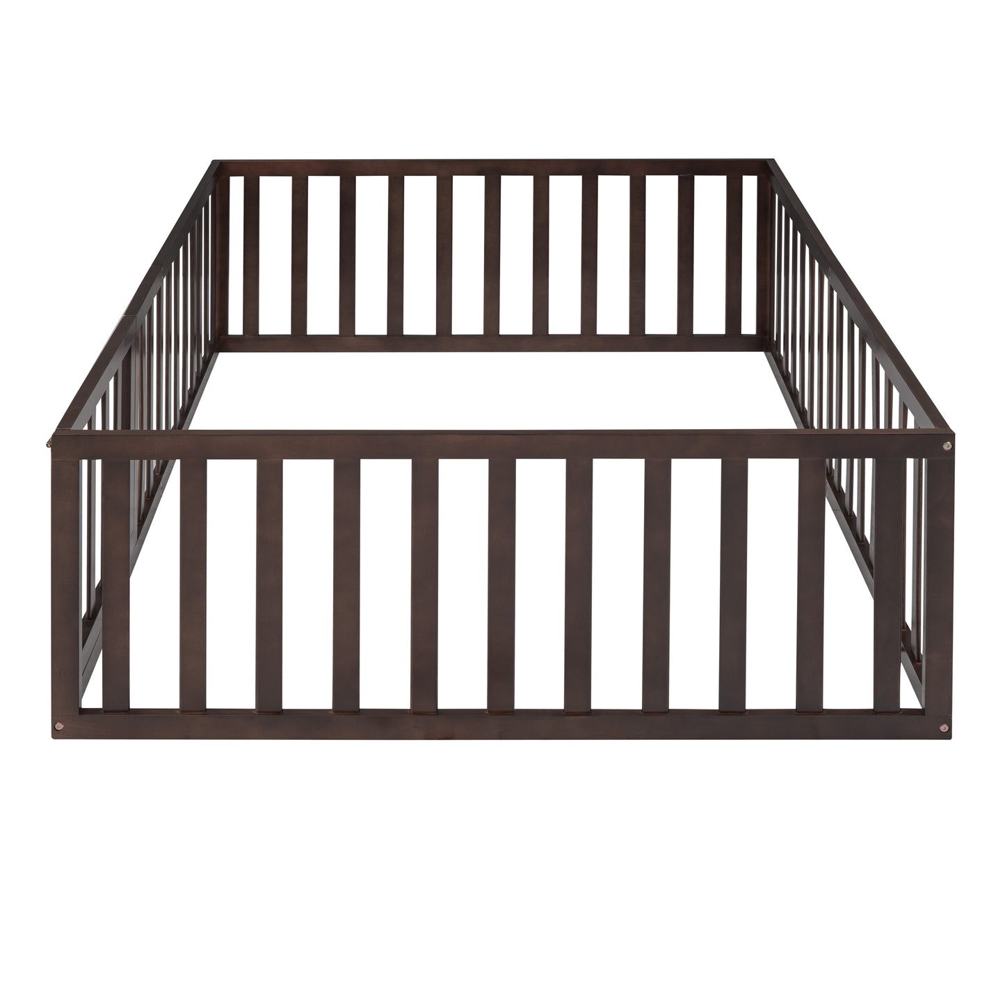 Full Size Wood Daybed Frame with Fence Walnut(OLD SKU:WF289662AAL)